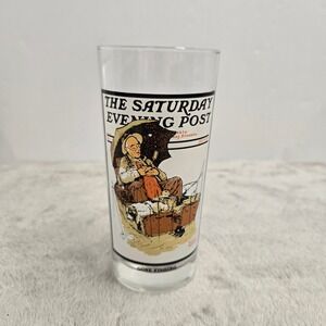 Vintage 1987 Arby's Norman Rockwell Saturday Evening Post Glass Gone Fishing